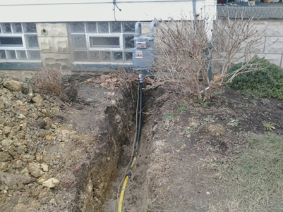 New Gas Line Installation with new gas riser and Gas Meter